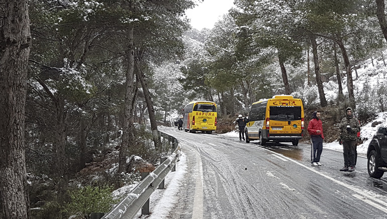 Unos 50 escolares de Aledo atrapados en la carretera durante 3 horas